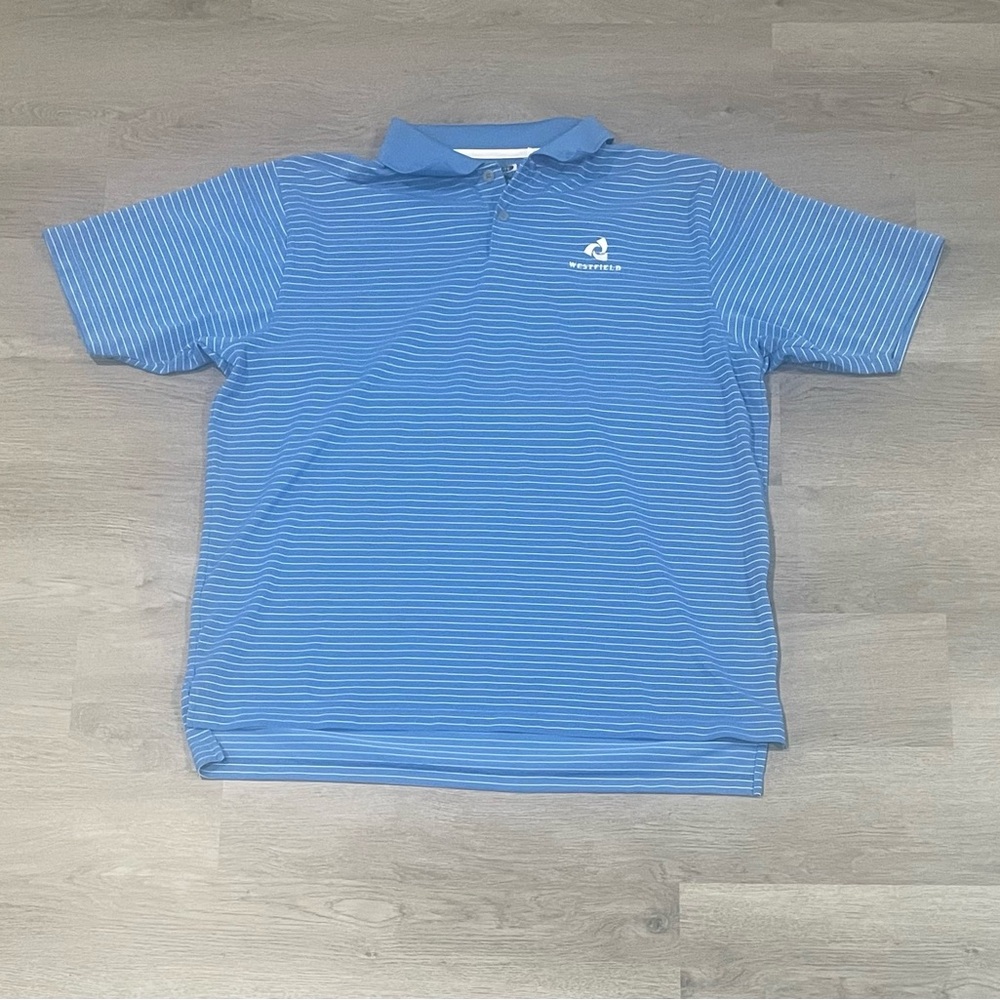 Adidas Climalite Polo Shirt-Blue with White Stripes-Large